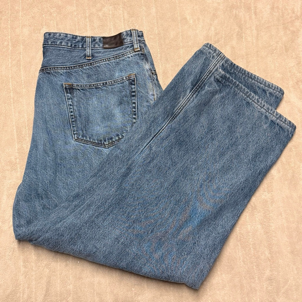 Men's Lands'‎ End Relaxed Jeans Waist 40 Blue Plaid Lined Vintage